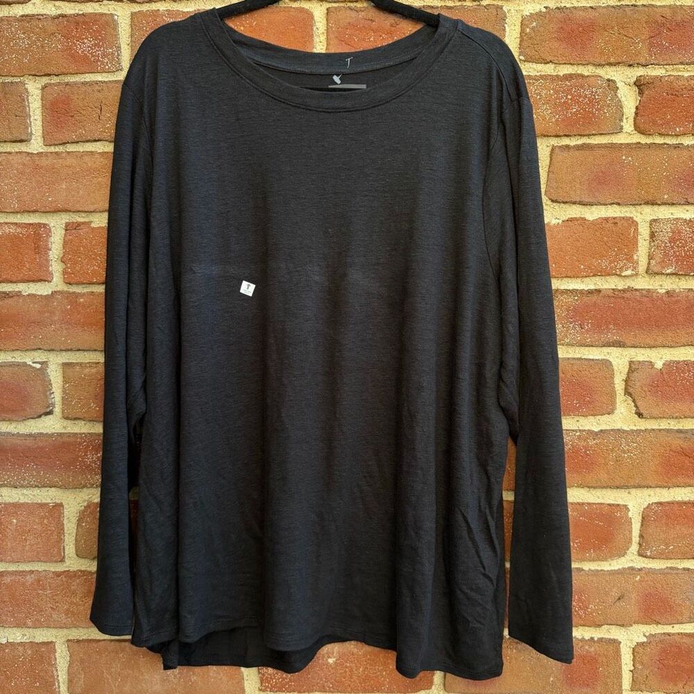 Eileen Fisher Women's Crew Neck Long Sleeve Pullover Top Black 3X NWOT